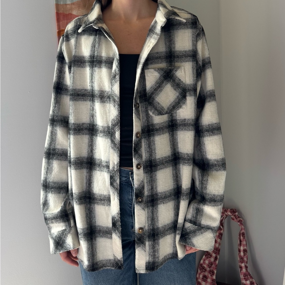 White Fox Boutique Monochrome Plaid Shirt